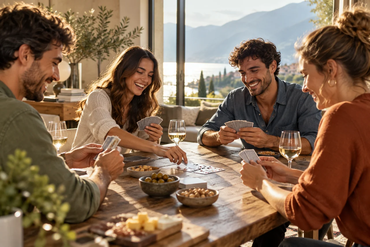 Gruppo di amici durante una partita a carte
